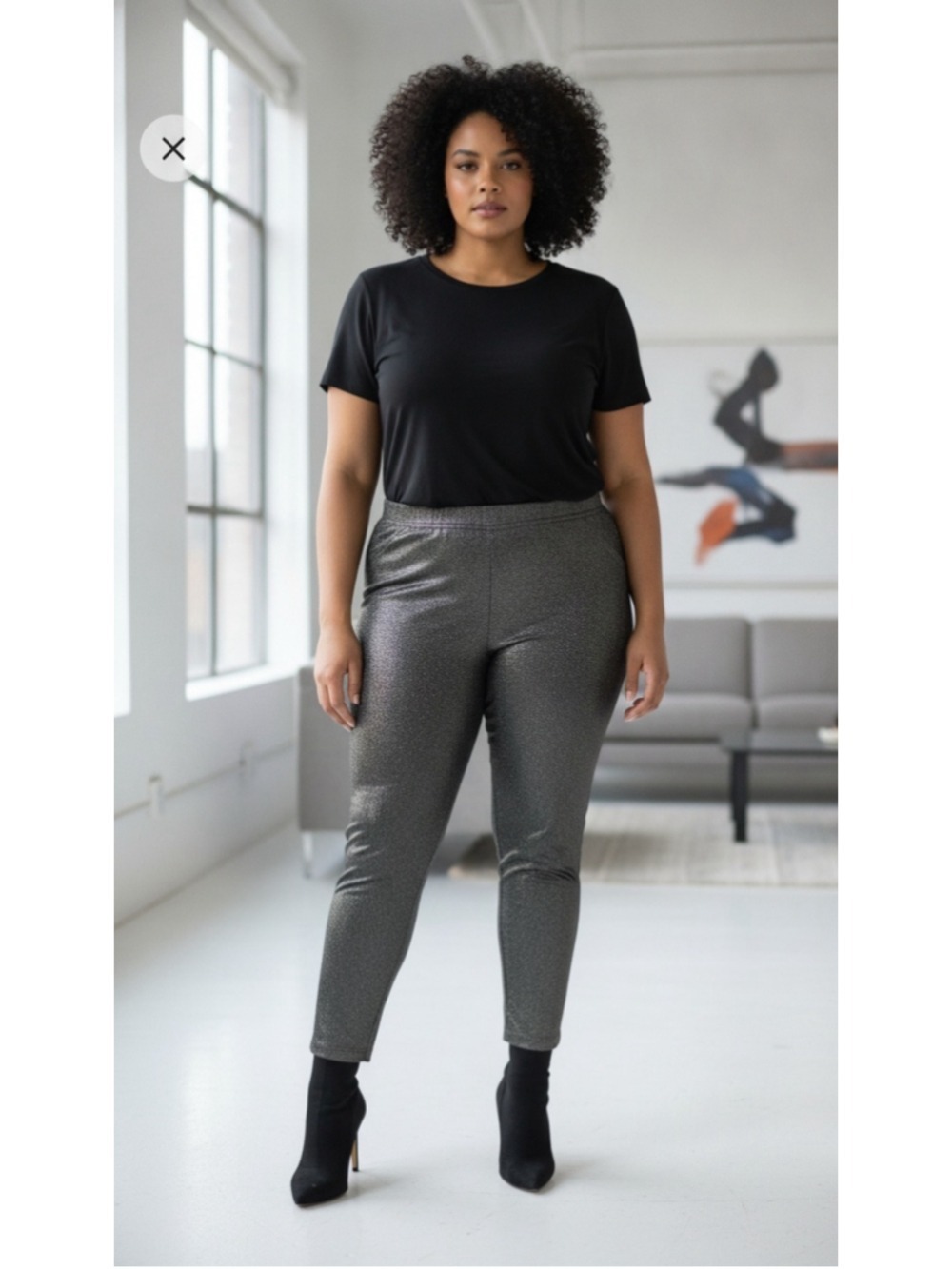Pennington's silver metallic pull on leggings disco shiny club Size 2X